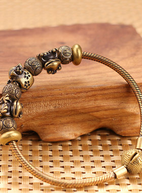 欧美潮流朋克复古古黄铜手链女创意卡通动物手串手环开口手镯多款