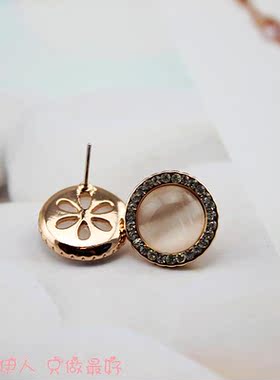 限量款闪亮耳钉防过敏猫眼石
