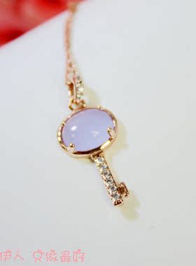 饰品玫瑰金水晶钥匙短链