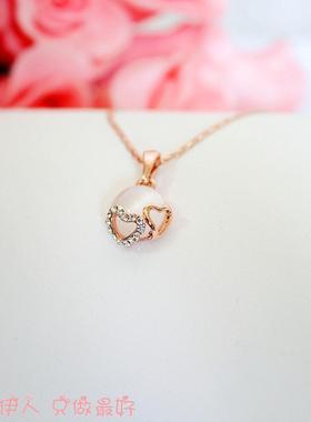 玫瑰金色猫眼石桃心百搭短链