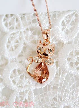 玫瑰金色水晶防过敏短链包邮