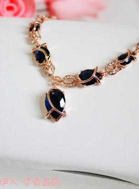 饰品玫瑰金水晶防过敏短链