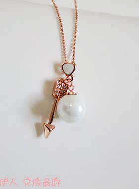 玫瑰金色珍珠防过敏气质款短链