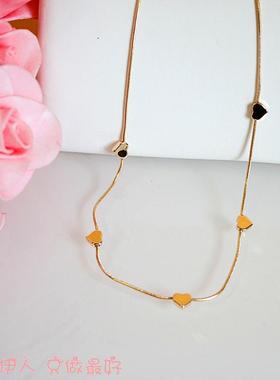 黄金色简洁风小桃心防过敏项链