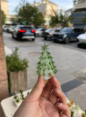 创意琉璃圣诞树盆栽办公室桌面摆件玻璃仿真绿植客厅假花装饰摆设