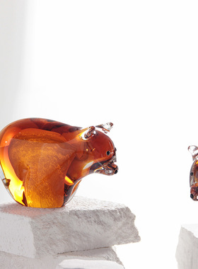 淄博琉璃工艺品动物熊摆件博山玻璃客厅水晶艺术装饰跨境热卖爆款