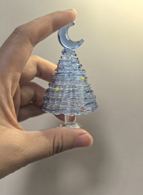 淄博琉璃工艺品摆件儿童圣诞节礼物纯手工玻璃拉丝圣诞树桌面装饰