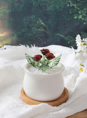 玫瑰花淄博琉璃桌面摆件玻璃情人节送女朋友礼物家居客厅装饰