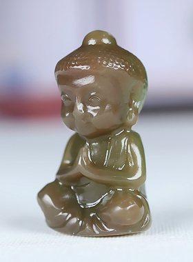 和田玉糖料宝宝佛挂件手把件