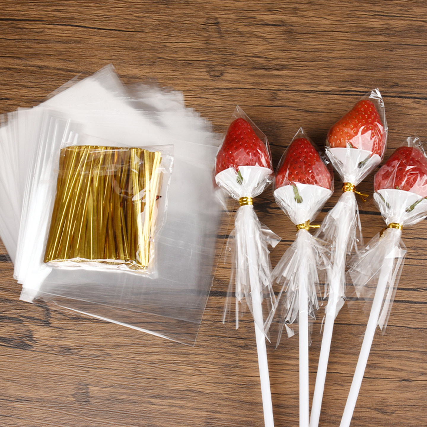 草莓玻璃纸防尘袋创意零食水果花束固定托手工diy制作包花材料,淘宝优惠券,粉丝福利购,淘宝优惠卷