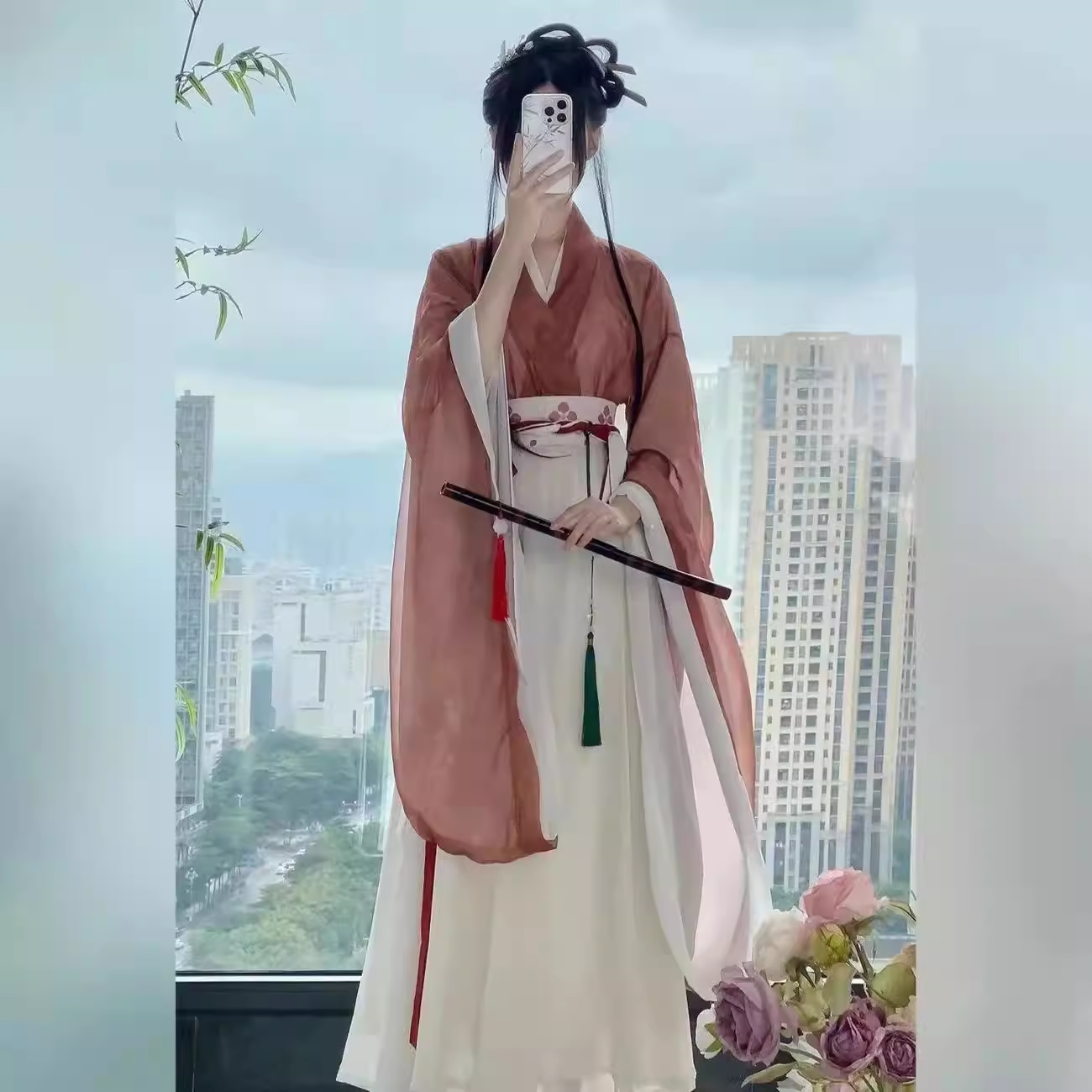 出租【晋制】魏晋风广袖汉服女2024新款活动演出服齐腰古装租借-图2