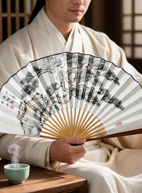 纯手绘定制国画装饰扇面10寸22方