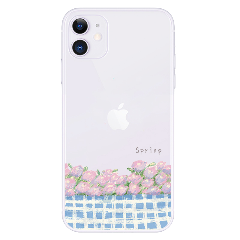 ins风清新格子小花适用iPhone15苹果12/13/14PROMAX/XR文艺手机壳