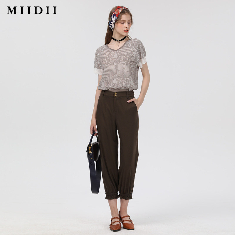 谜底/ miidii20春新品舒适顺滑长裤 谜底休闲裤