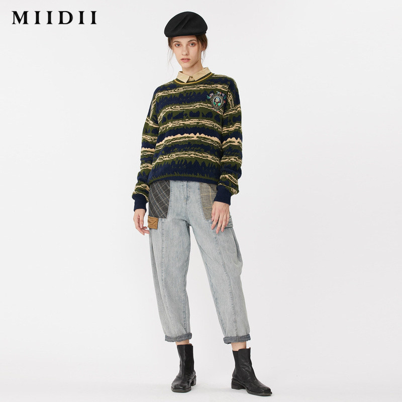 miidii谜底20冬新款休闲宽松牛仔裤 谜底牛仔裤