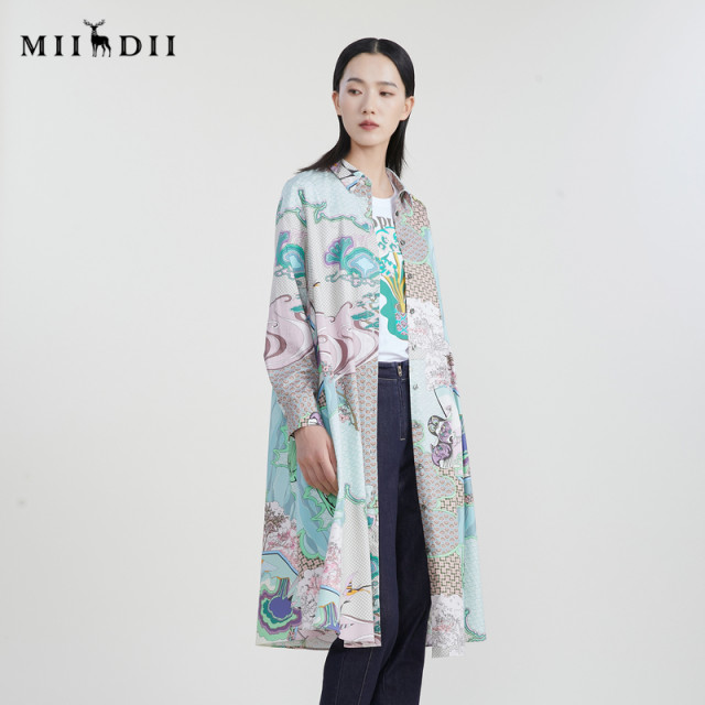 Riddle theme colorful dress spring new retro loose A-line long skirt long sleeves 231ML0105