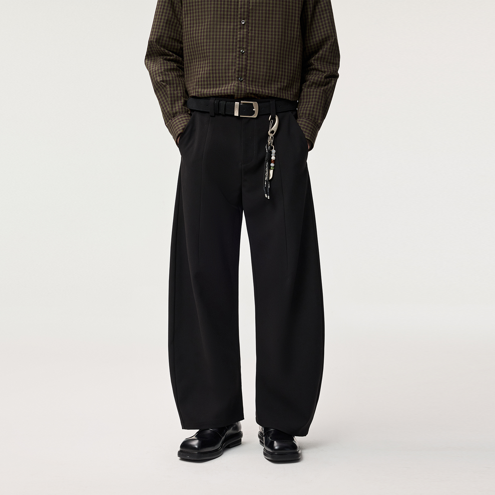 Lilbetter重磅加厚复合TR弯刀廓形西裤秋冬立体分割宽松休闲长裤 - 图3