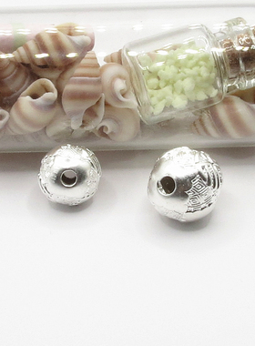 S999纯银3DIY硬足银福字素银珠路路通黑红编绳男女款手串手链配件