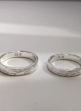 加大封口情侣小尾戒指足银简约