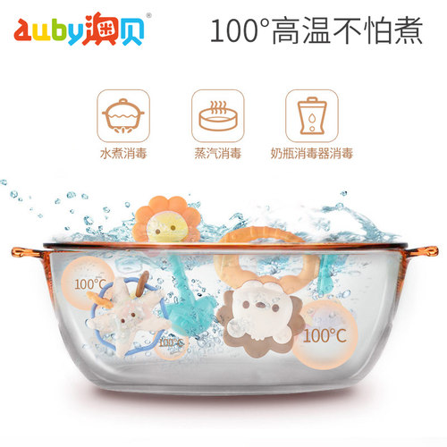 澳贝婴幼儿宝宝牙胶摇铃安抚玩具手抓可水煮0一1岁新生儿益智礼盒 - 图2