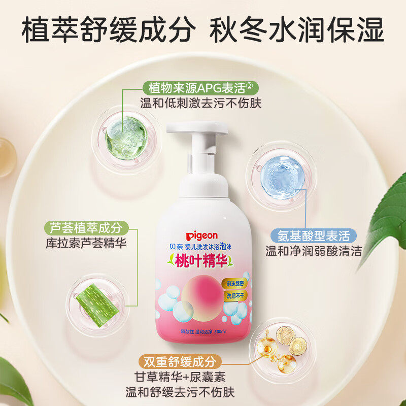 贝亲沐浴露洗发二合一泡泡儿童新生婴儿洗发水宝宝桃叶精华专用,淘宝优惠券,粉丝福利购,淘宝优惠卷