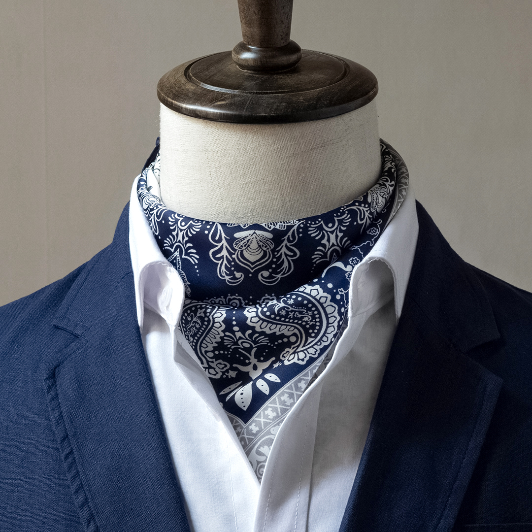 佩斯利纹男士丝巾英伦小方巾衬衫领巾小围巾复古薄款送丝巾扣 - 图0