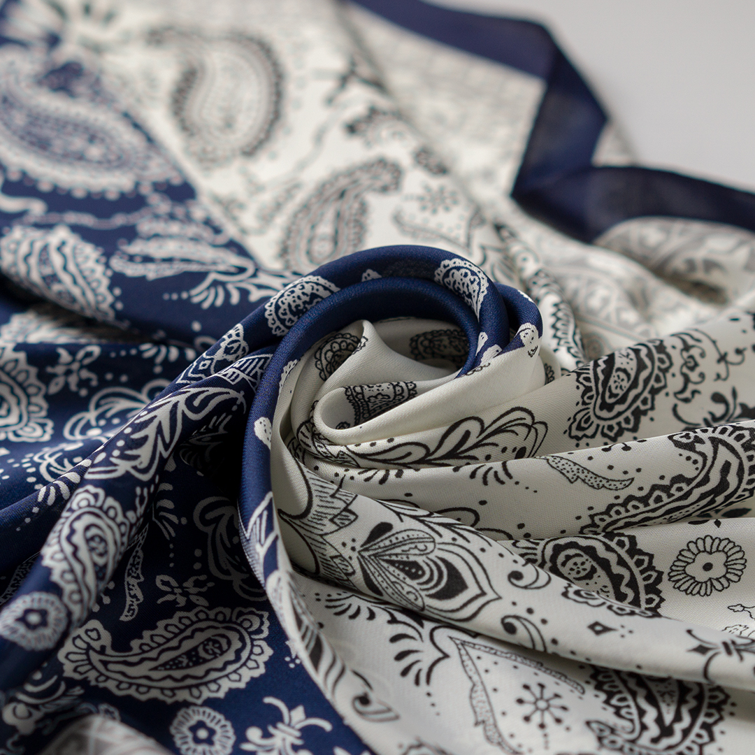 佩斯利纹男士丝巾英伦小方巾衬衫领巾小围巾复古薄款送丝巾扣 - 图2