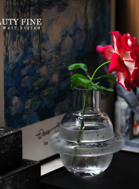 柏斐家饰 原创设计玻璃花瓶 现代简约家居花器客厅创意装饰品摆件