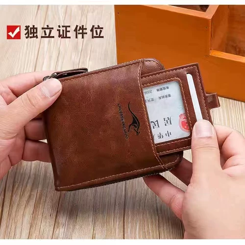 Мужской короткий бумажник, трендовая небольшая сумка с молнией, кошелек, картхолдер