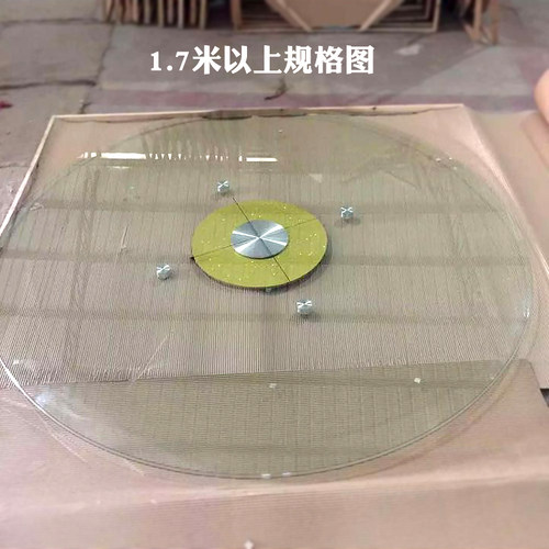 大型钢化玻璃多拼圆桌面餐桌透明玻璃转盘家用火锅旋转手动转盘 - 图0