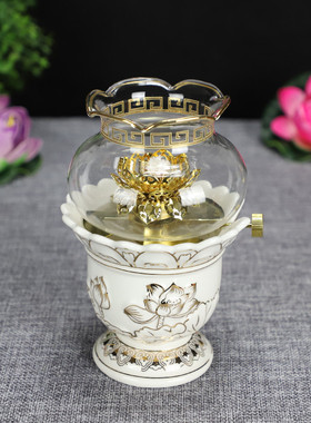 复古陶瓷佛前摆件酥油灯佛具