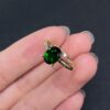 14K gold inlaid diopside ring 2 grams inner diameter 16.5MM