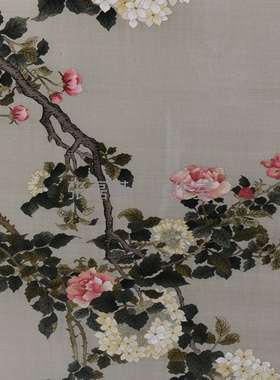 缂丝画张磊获奖作品蔷薇绣球花