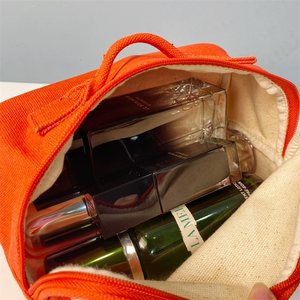 悦木之源新款手提包大容量化妆包橘红色厚帆布护肤品收纳包