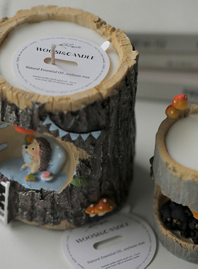 创意树洞香薰蜡烛可爱香熏礼盒套装家居装饰摆件生日礼物伴手礼