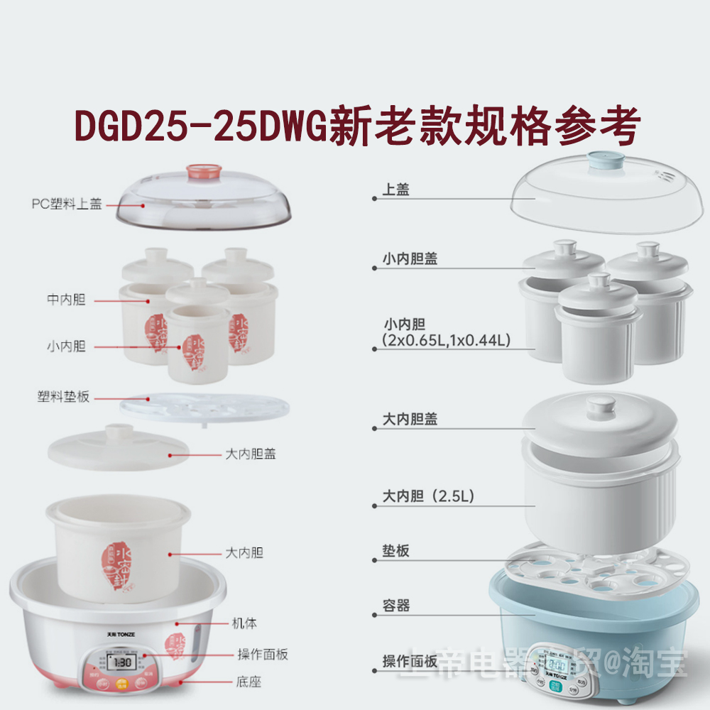 天际隔水炖电炖盅DGD25-25DWG/25DBG/25ZWG塑料盖2.5L锅盖盖配件-图0