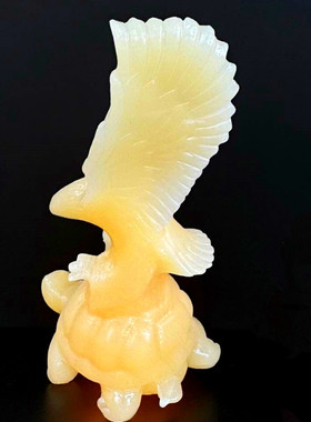 黄玉老鹰乌龟精雕摆件大展宏图