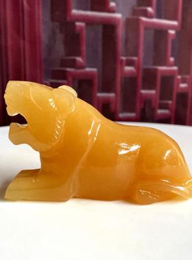 天然十二生肖蛇鼠手工米黄玉