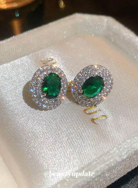绿宝石高级感锆石耳钉