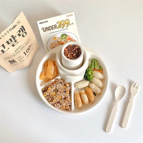 日本制可微波一人食分隔餐盘带盖奶杯汤杯小吃零食盘儿童餐具 - 图0