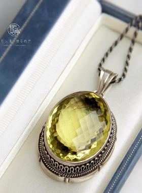 有禾 | 尼泊尔925纯手工银饰黄菠萝切柠檬水晶干净刻面项链吊坠女