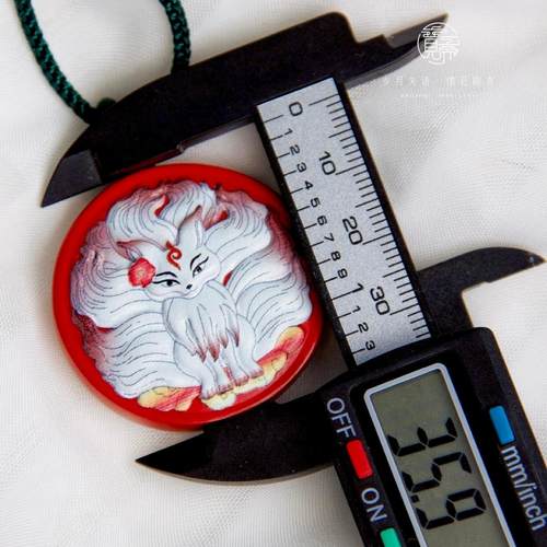 朱砂彩绘九尾狐吊坠项链挂件毛衣链男女款本命年礼物小众编绳 - 图3