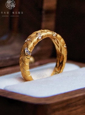 麦穗戒指中古纯银S925编织穗穗平安拉丝意大利轻奢小众设计百搭