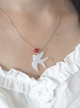 匡舟本色 法式浪漫优雅知性复古轻奢 飞鸟吊坠 串珠项链锁骨链