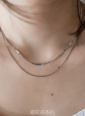 匡舟INS官网极简银色双层项链
