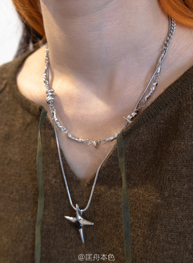 韩国小众双层项链芒星