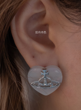 匡舟本色 复古西太后土星中古款 珐琅滴釉满钻镂空 爱心耳钉耳环