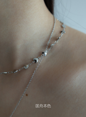 匡舟本色 法式复古少女 巴洛克高级感少女透明爱心 双层叠戴项链