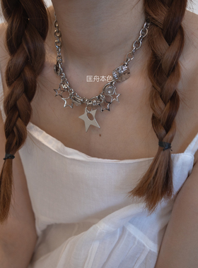 匡舟本色 小众设计感 银河星星皓石 流苏五角星 choker锁骨链项链