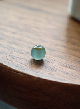 a货天然翡翠散珠特色冰蓝洒金玉珠子圆珠配珠手链项链diy配件串珠